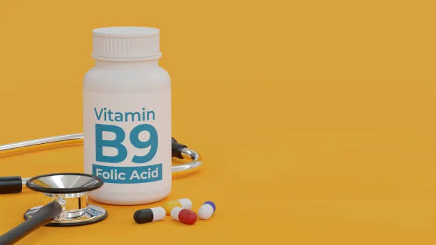 Food-grade Folic Acid Vitamin B9 for nutrition and dietary supplement manufacturing.