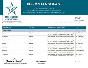 2024 QHB KOSHER certificate